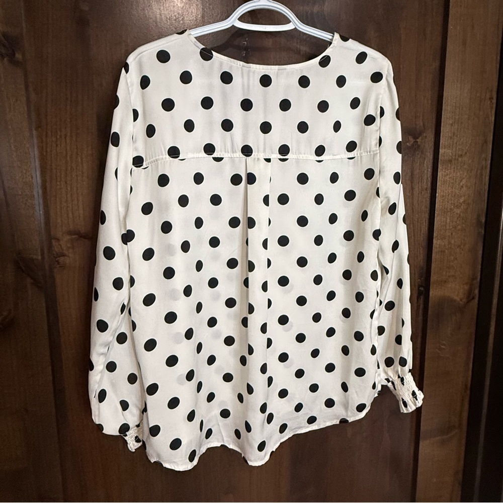 Liverpool White and Black Long Sleeve polka dot Relaxed Blouse Size M - Picture 7 of 7